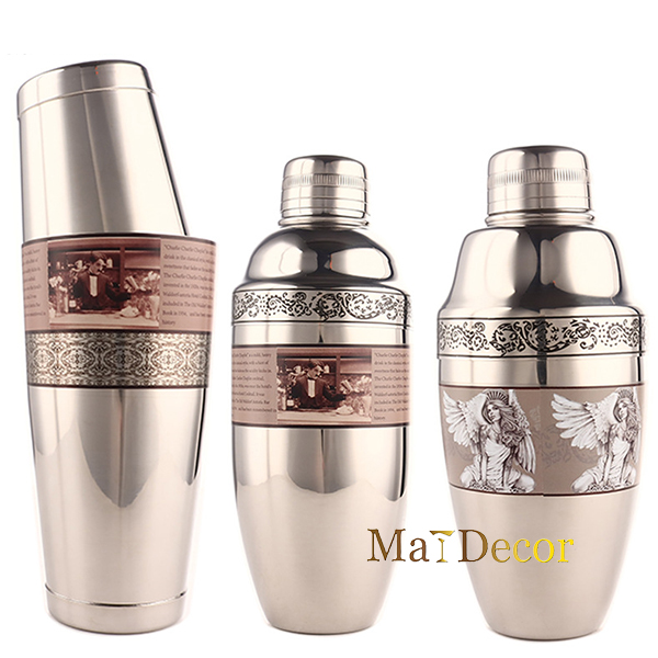 Bình shaker 2 đáy inox 304 Mirror Chaplin 550/700ml
